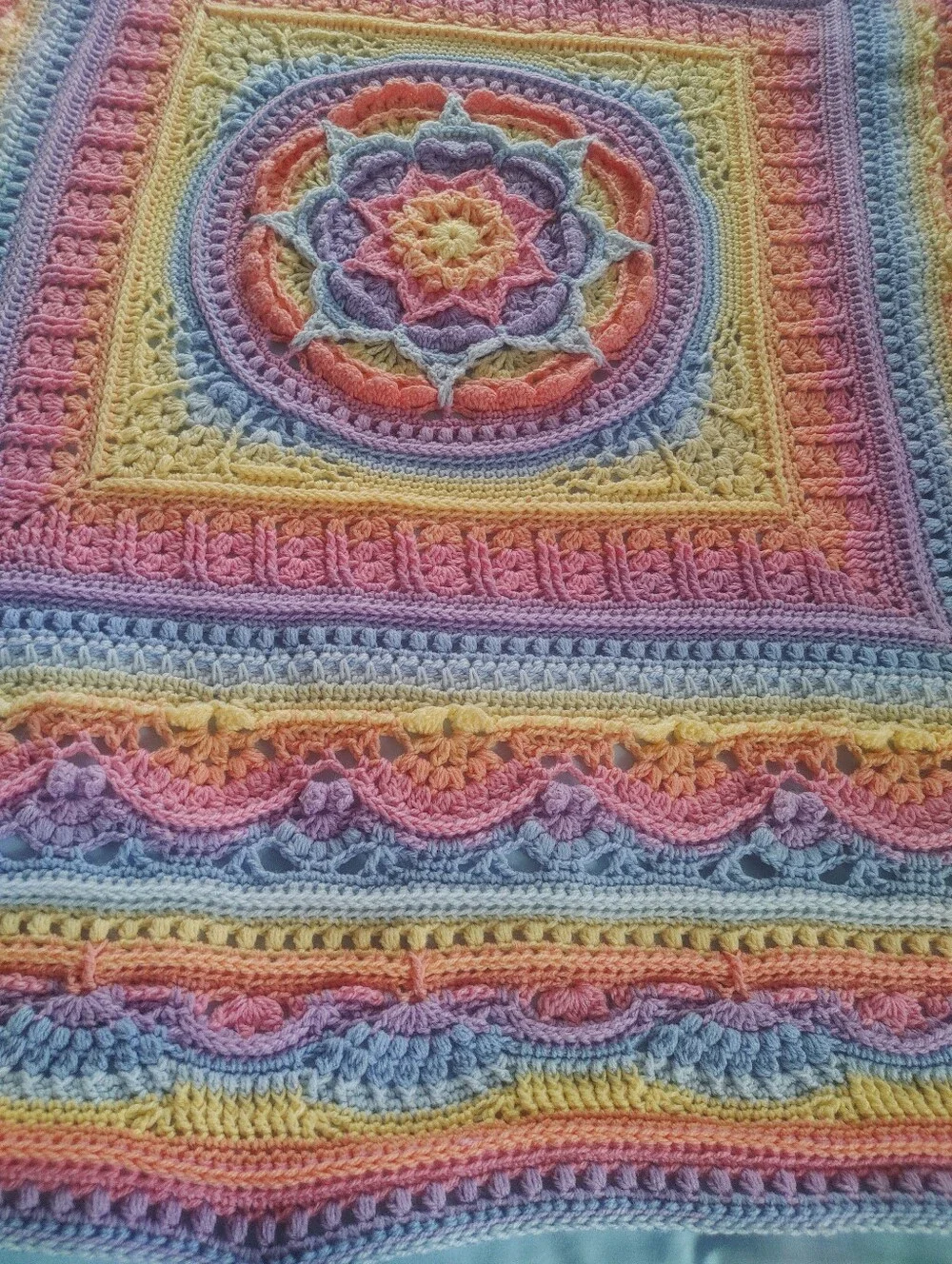 Handmade Crocheted Soft Beautiful Rainbow Baby Blanket 46